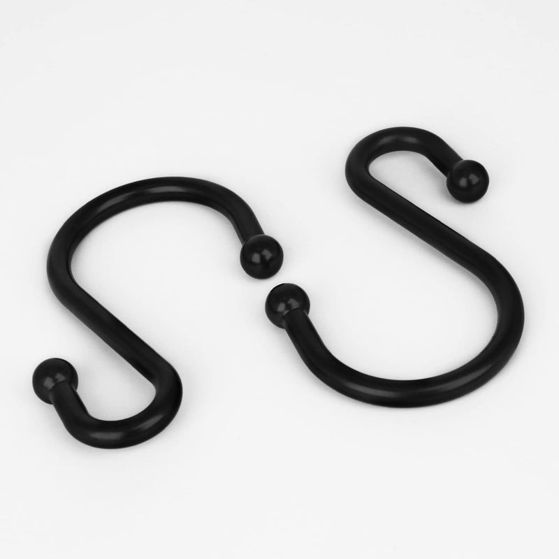EleCharm Black Decorative Shower Curtain Hooks 5mm Metal Wire 12PCS S Hooks Shower Curtain Hangers for Bathroom,Clothing,Towels, Kitchen Utensils,Plants (Black) - Image 3
